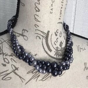Triple Strand Faux Pearl Necklace